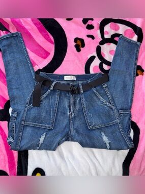 Track 23 | Cargo Distressed Skinny Jeans w/ Belt